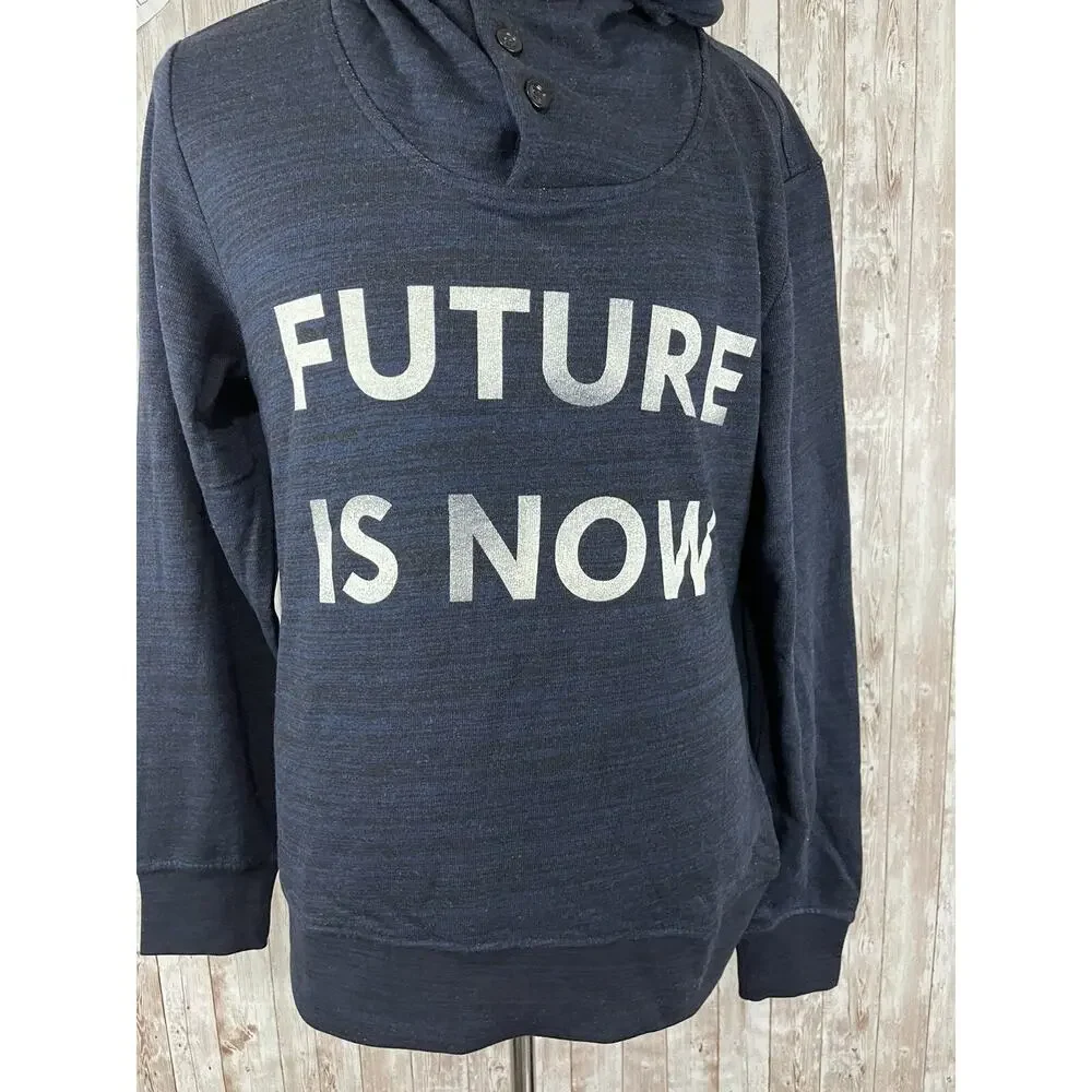S.Oliver Hoodie Mens Medium Sweater Blue Pullover Future Is Now Navy N154
